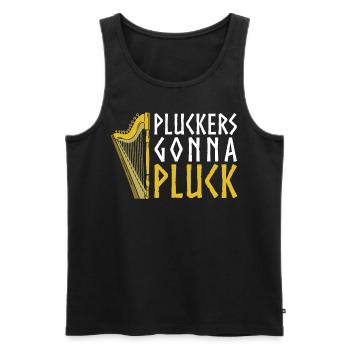 Pluckers Gonna Pluck Funny Orchestra Harpist Music - Männer Premium Bio Tank Top - Schwarz - Vorne - AI Model Male 178 light (178cm)