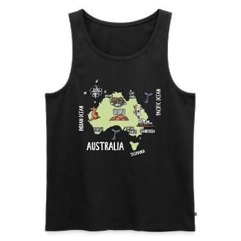 Carte de l’Australie - Débardeur bio Premium Homme - noir - Devant - AI Model Male 178 light (178cm)