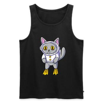 Underwater Cat Diving Diver - Men's Premium Organic Tank Top - black - Front - AI Model Male 178 light (178cm)