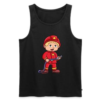 Little Fireman - Men's Premium Organic Tank Top - black - Front - Michal (187cm)