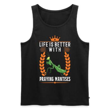 Life is better with praying mantises - Men's Premium Organic Tank Top - black - Front - Michal (187cm)