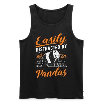 Easily distracted by Pandas - Männer Premium Bio Tank Top - Schwarz - Vorne - Michal (187cm)