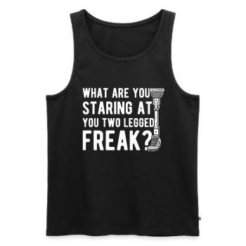 Beinprothese What Are You Staring At - Männer Premium Bio Tank Top - Schwarz - Vorne - AI Model Male 178 light (178cm)