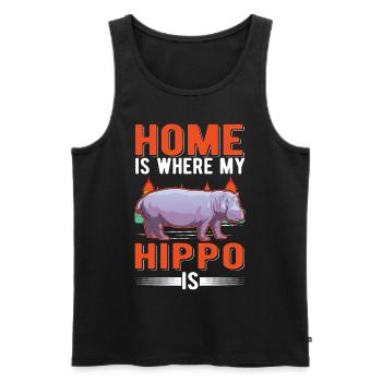 La maison est l’endroit où mon hippopotame est hippopotame - Débardeur bio Premium Homme - noir - Devant - AI Model Male 178 light (178cm)