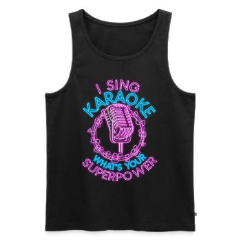 Karaoke Singer 80s Retro I Sing - Men's Premium Organic Tank Top - black - Front - AI Model Male 178 light (178cm)