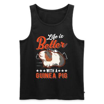 La vie est meilleure avec un cochon d’Inde - Débardeur bio Premium Homme - noir - Devant - Michal (187cm)