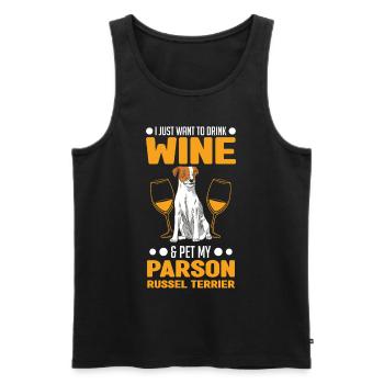 Parson Russell Terrier and Wine - Men's Premium Organic Tank Top - black - Front - Michal (187cm)
