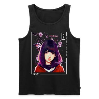 Mignon Anime Fille Japonais Vaporwave Glitch Aestheti - Débardeur bio Premium Homme - noir - Devant - Michal (187cm)