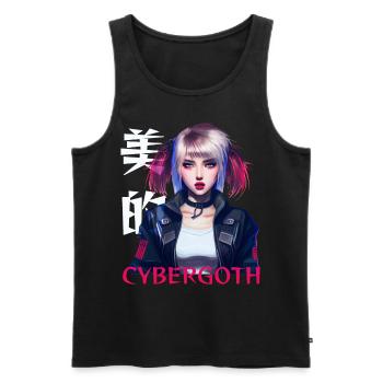 Cybergoth Japanese Punk Anime Girl Cyber Aesthetic - Men's Premium Organic Tank Top - black - Front - AI Model Male 178 light (178cm)