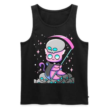 Kawaii Pastel Goth Anime Tarot Card Death Cute Wit - Débardeur bio Premium Homme - noir - Devant - AI Model Male 178 light (178cm)