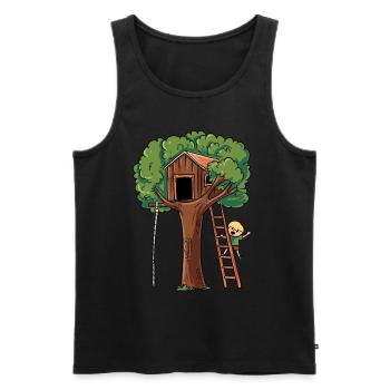 Cabane dans les arbres de jeux - Débardeur bio Premium Homme - noir - Devant - AI Model Male 178 light (178cm)