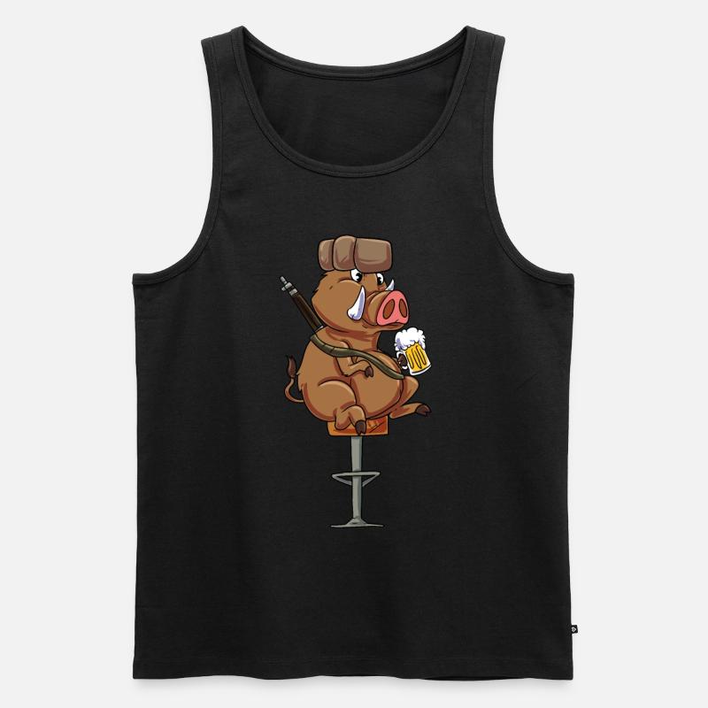 Wildschwein Jäger - Männer Premium Bio Tank Top - Schwarz