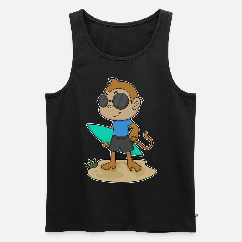 Monkey Surfer Surfboard - Men's Premium Organic Tank Top - black