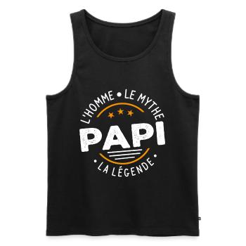 Grand-Père Papi l'Homme le Mythe la Légende Cadeau - Débardeur bio Premium Homme - noir - Devant - Michal (187cm)