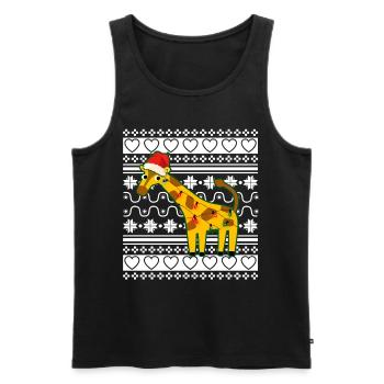 Ugly Christmas Sweater Tshirt Weihnachten Giraffe - Men's Premium Organic Tank Top - black - Front - Michal (187cm)