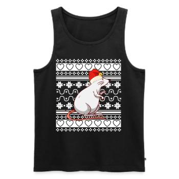 Ugly Christmas Sweater Christmas Mouse - Men's Premium Organic Tank Top - black - Front - AI Model Male 178 light (178cm)
