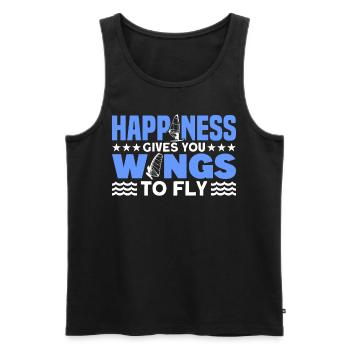 Wind Surfing Happiness Gives You Wings To Fly For - Men's Premium Organic Tank Top - black - Front - AI Model Male 178 light (178cm)