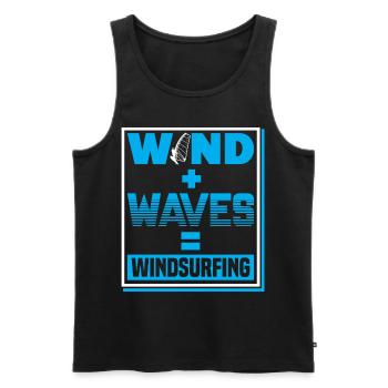 WInd Surfing Wind Plus Waves For Wind Surfer - Männer Premium Bio Tank Top - Schwarz - Vorne - AI Model Male 178 light (178cm)