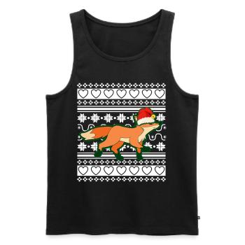 Pull de Noël moche Renard de Noël - Débardeur bio Premium Homme - noir - Devant - Michal (187cm)