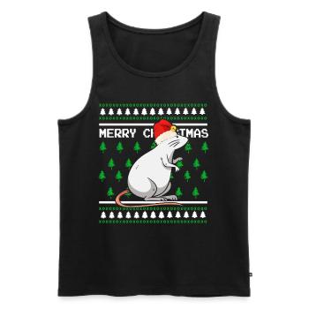 Ugly Christmas Sweater Tshirt Christmas Mouse - Men's Premium Organic Tank Top - black - Front - AI Model Male 178 light (178cm)