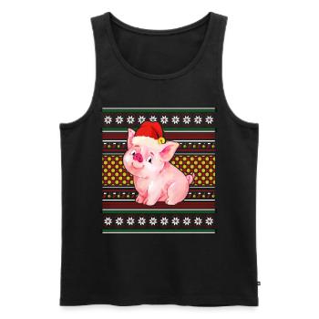 Ugly Christmas Sweater Tshirt Weihnachten Schwein - Männer Premium Bio Tank Top - Schwarz - Vorne - Michal (187cm)