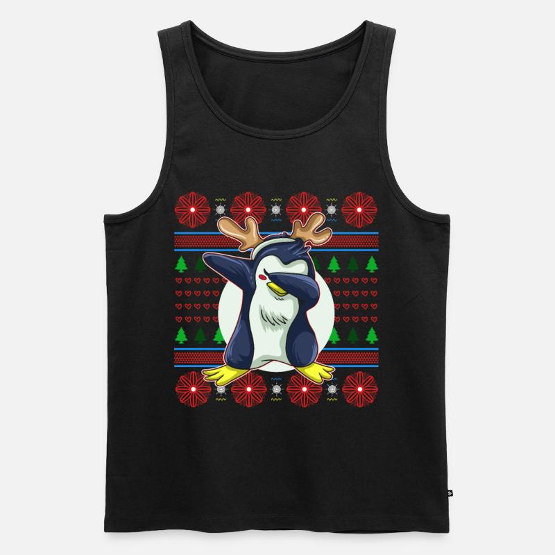 Pull de Noël moche Tshirt Pingouin de Noël - Débardeur bio Premium Homme - noir