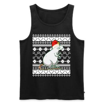 Ugly Christmas Sweater Tshirt Christmas Mouse - Men's Premium Organic Tank Top - black - Front - AI Model Male 178 light (178cm)