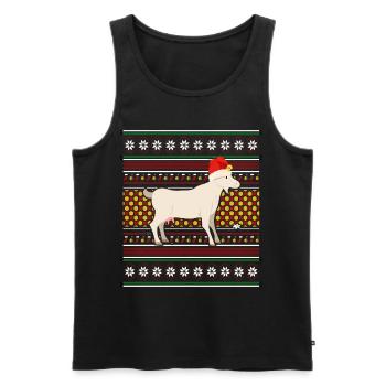 Ugly Christmas Sweater Tshirt Weihnachten Ziege - Männer Premium Bio Tank Top - Schwarz - Vorne - Michal (187cm)
