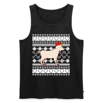 Pull de Noël laid Tshirt Chèvre de Noël - Débardeur bio Premium Homme - noir - Devant - Michal (187cm)