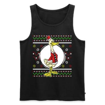 Ugly Christmas Sweater Tshirt Weihnachten Ente - Männer Premium Bio Tank Top - Schwarz - Vorne - Michal (187cm)