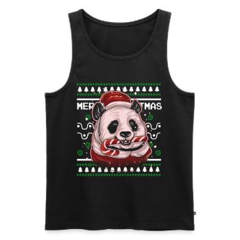 Ugly Christmas Sweater Tshirt Weihnachten Panda - Männer Premium Bio Tank Top - Schwarz - Vorne - Michal (187cm)