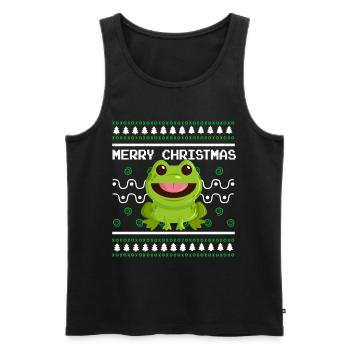 Ugly Christmas Sweater Tshirt Weihnachten Frosch - Männer Premium Bio Tank Top - Schwarz - Vorne - Michal (187cm)