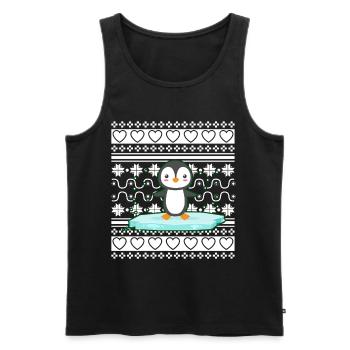 Ugly Christmas Sweater Tshirt Weihnachten Pinguin - Männer Premium Bio Tank Top - Schwarz - Vorne - Michal (187cm)