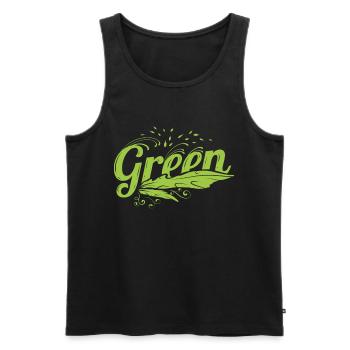 Green Leave and Seeds Logo, Go Vegan - Men's Premium Organic Tank Top - black - Front - AI Model Male 178 light (178cm)