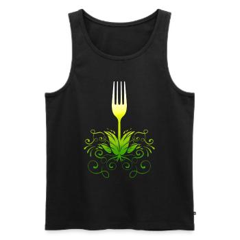 Fork Growing Out Of Veggies, Go Vegan - Men's Premium Organic Tank Top - black - Front - Michal (187cm)