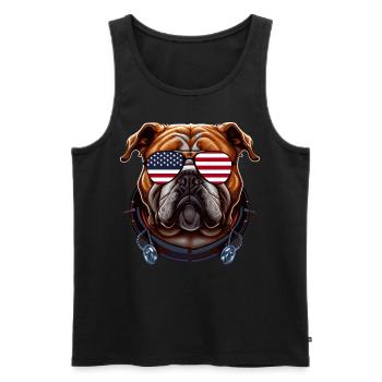 English Bulldog American Flag Sunglasses Patriotic - Männer Premium Bio Tank Top - Schwarz - Vorne - Michal (187cm)