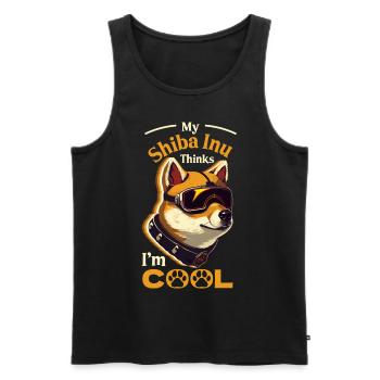 Mon Shiba Inu pense que je suis cool Japonais futuriste D - Débardeur bio Premium Homme - noir - Devant - AI Model Male 178 light (178cm)