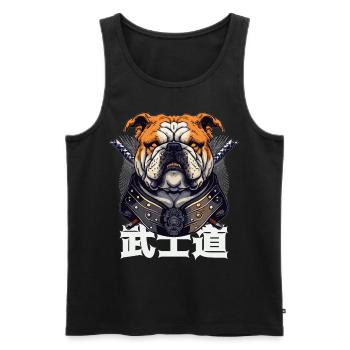 Japanese Samurai Bushido Bulldog Katana Pet Dog - Männer Premium Bio Tank Top - Schwarz - Vorne - AI Model Male 178 light (178cm)