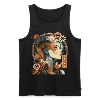 Steampunk Anime Girl Cyber Punk Aesthetic - Männer Premium Bio Tank Top - Schwarz - Vorne - AI Model Male 178 light (178cm)