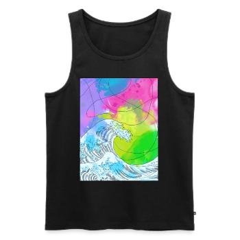Art Academia Aesthetic Great Wave Off Kanagawa - Men's Premium Organic Tank Top - black - Front - AI Model Male 178 light (178cm)