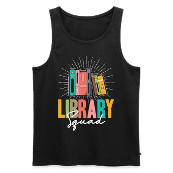 Library Squad - Men's Premium Organic Tank Top - black - Front - AI Model Male 178 light (178cm)