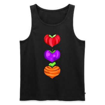Tomato, Eggplant And Carrot As Hearts - Go Vegan - Männer Premium Bio Tank Top - Schwarz - Vorne - AI Model Male 178 light (178cm)