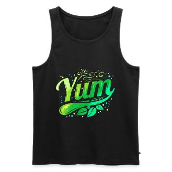 Green Leaves Yum Logo for Vegetarian - Go Vegan - Men's Premium Organic Tank Top - black - Front - AI Model Male 178 light (178cm)