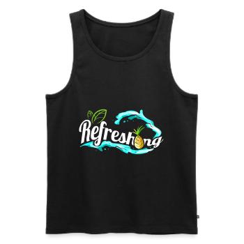 Leaves And Pineapple And Refreshing Waves - Go - Men's Premium Organic Tank Top - black - Front - AI Model Male 178 light (178cm)