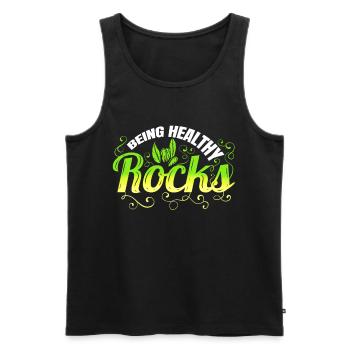 Vegetarian Pun - Being Healthy Rocks - Go Vegan - Men's Premium Organic Tank Top - black - Front - Michal (187cm)