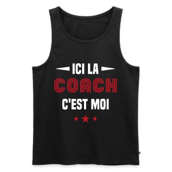 Ici La Coach C'est moi - Débardeur bio Premium Homme - noir - Devant - Michal (187cm)