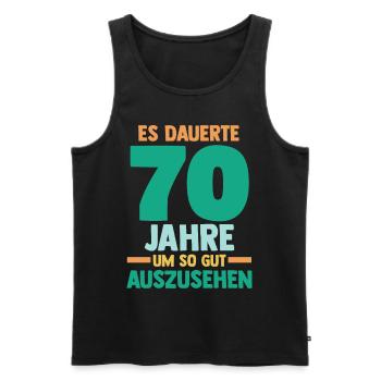 Siebzig Siebzigster 70 Jahre Geburtstag - Männer Premium Bio Tank Top - Schwarz - Vorne - AI Model Male 178 light (178cm)