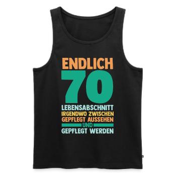 Siebzig Siebzigster 70 Jahre Geburtstag - Männer Premium Bio Tank Top - Schwarz - Vorne - AI Model Male 178 light (178cm)