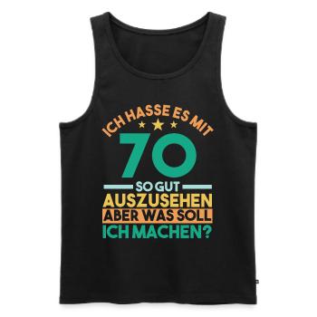 Siebzig Siebzigster 70 Jahre Geburtstag - Männer Premium Bio Tank Top - Schwarz - Vorne - AI Model Male 178 light (178cm)