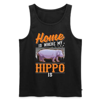 La maison est l’endroit où mon hippopotame est hippopotame - Débardeur bio Premium Homme - noir - Devant - AI Model Male 178 light (178cm)